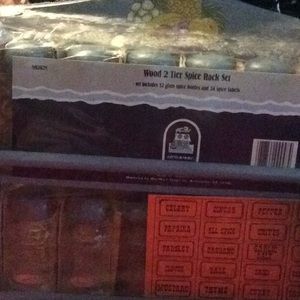 Vintage Wood 2 Tier Spice Rack Set